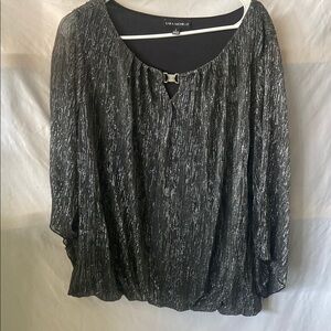 Sara Michelle Black Embellished 3/4 Sleeve Blouse